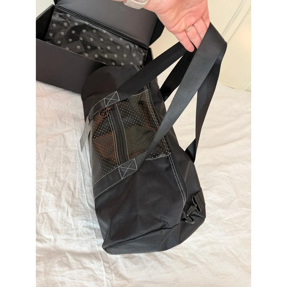 Mercedes Benz Duffel Bag and Quilted Blanket Travel Set Black Gray NWT
